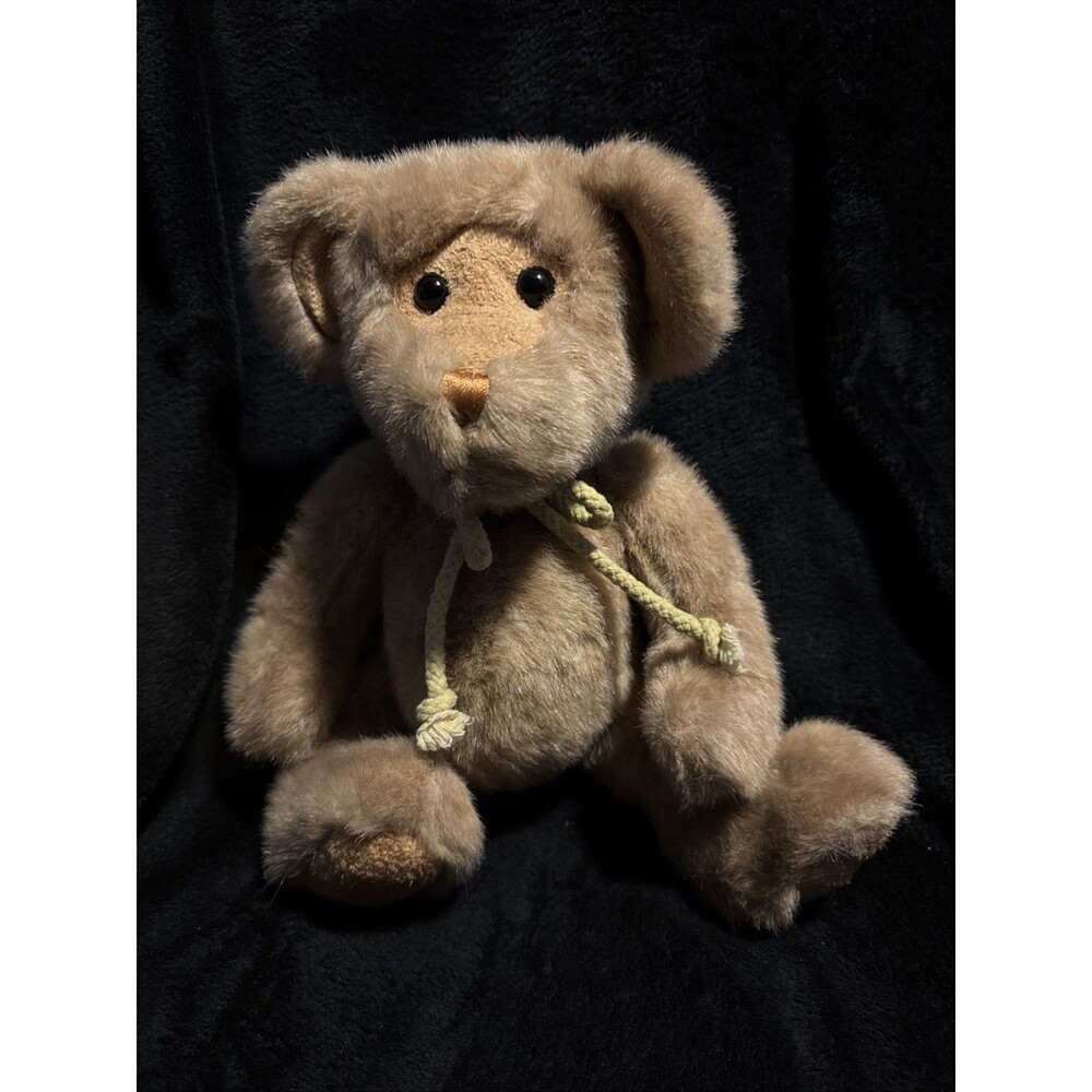 Vintage 90s 14" HK LTD Teddy Bear With Rope Bow